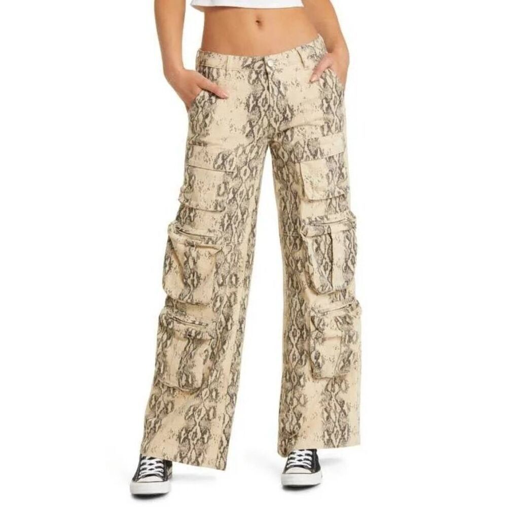PTCL Multipocket Cargo Pants Size 26 Snake Animal Print NWT